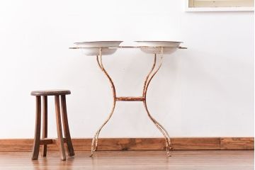 アンティーク雑貨　アンティーク 古いホーロー洗面器(3)(シンク、手洗いスタンド)