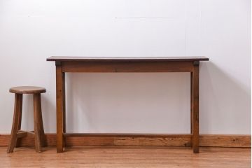 レトロ家具　昭和レトロ 古い木のシンプルなサイドテーブル(コンソールテーブル、机、作業台)