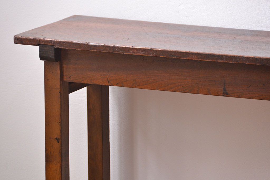 レトロ家具　昭和レトロ 古い木のシンプルなサイドテーブル(コンソールテーブル、机、作業台)