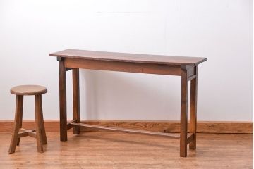 レトロ家具　昭和レトロ 古い木のシンプルなサイドテーブル(コンソールテーブル、机、作業台)
