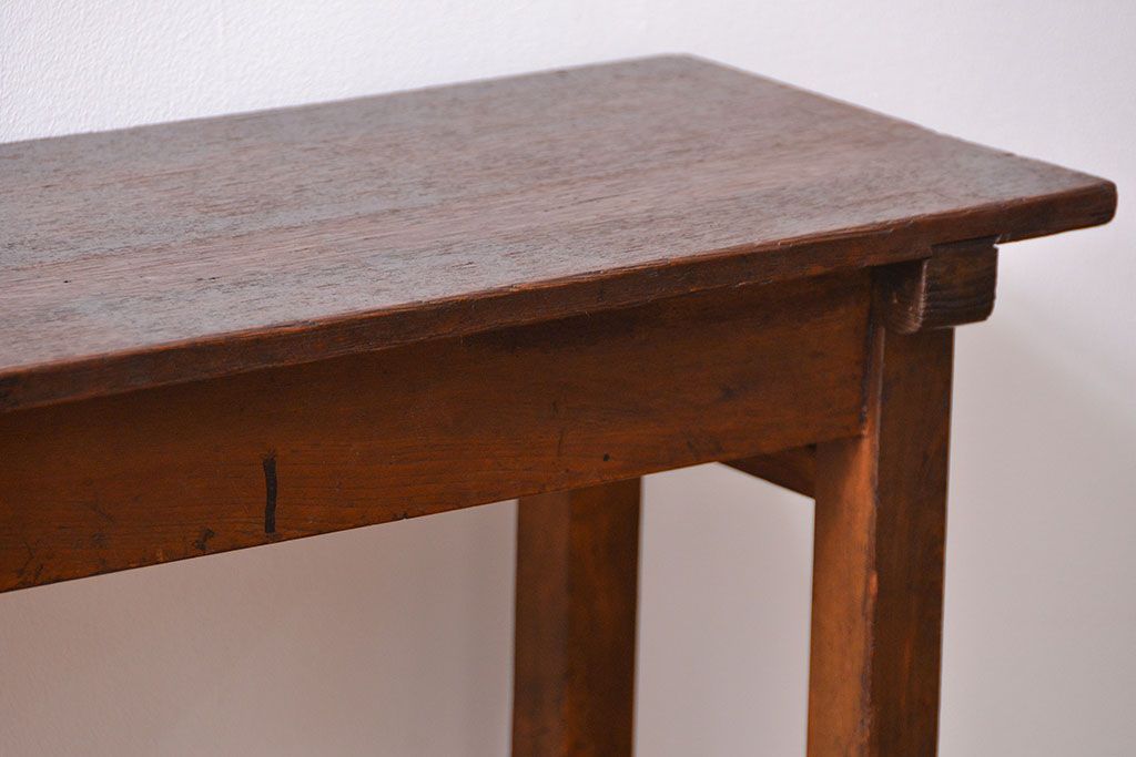 レトロ家具　昭和レトロ 古い木のシンプルなサイドテーブル(コンソールテーブル、机、作業台)