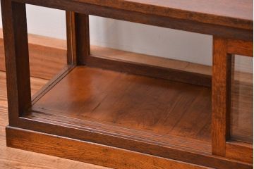 アンティーク家具　アンティーク 古いタバコ屋の小振りな横長ガラスケース(収納棚、ローボード、飾り棚)