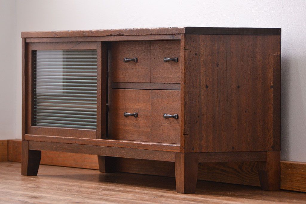 昭和レトロ ラフジュ工房オリジナル　引き出し付きテレビボード(TVボード、ローボード)