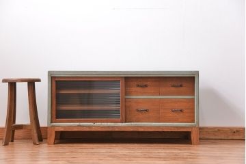 ラフジュ工房オリジナル　アンティークペイント引き出し付きローボード(テレビボード、TVボード)