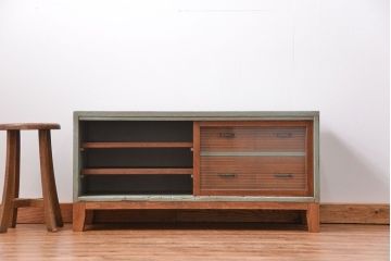 ラフジュ工房オリジナル　アンティークペイント引き出し付きローボード(テレビボード、TVボード)