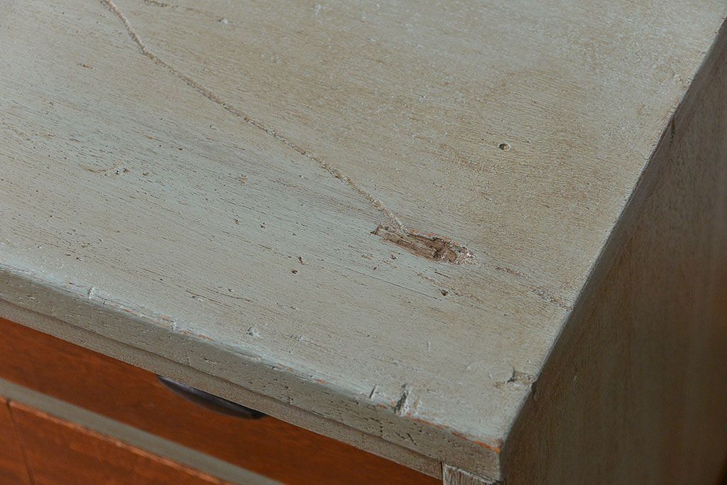 ラフジュ工房オリジナル　アンティークペイント引き出し付きローボード(テレビボード、TVボード)