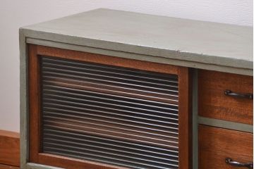 ラフジュ工房オリジナル　アンティークペイント引き出し付きローボード(テレビボード、TVボード)