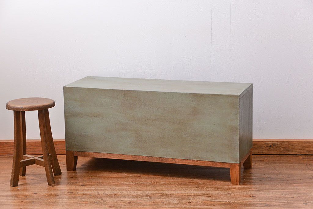 ラフジュ工房オリジナル　アンティークペイント引き出し付きローボード(テレビボード、TVボード)