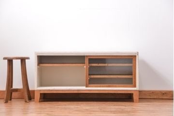 ラフジュ工房オリジナル　アンティークペイント脚付きローボード(テレビボード・TVボード)