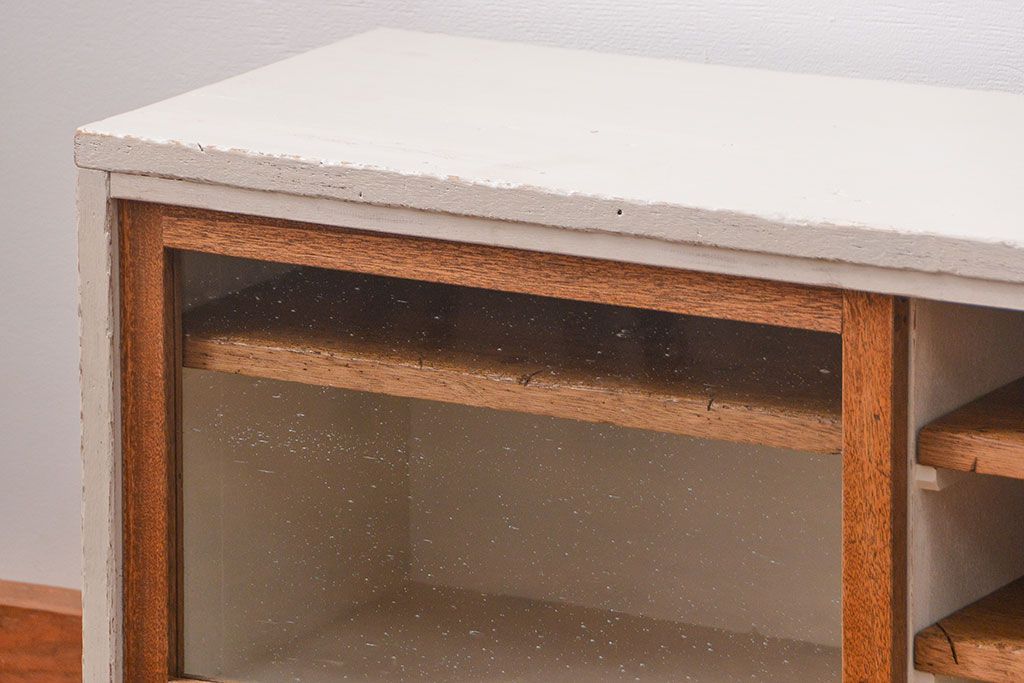 ラフジュ工房オリジナル　アンティークペイント脚付きローボード(テレビボード・TVボード)