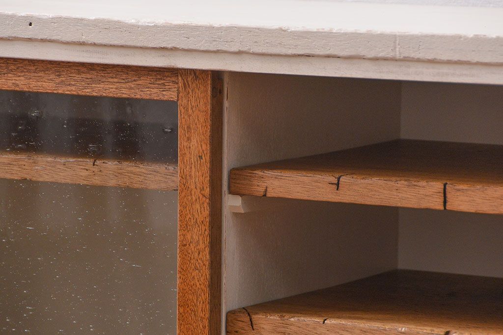 ラフジュ工房オリジナル　アンティークペイント脚付きローボード(テレビボード・TVボード)