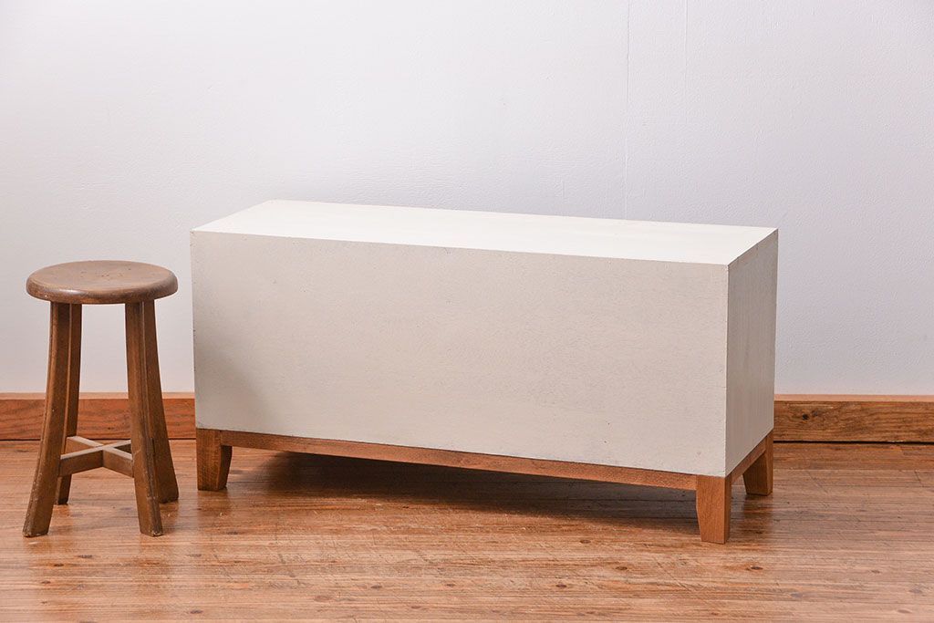 ラフジュ工房オリジナル　アンティークペイント脚付きローボード(テレビボード・TVボード)