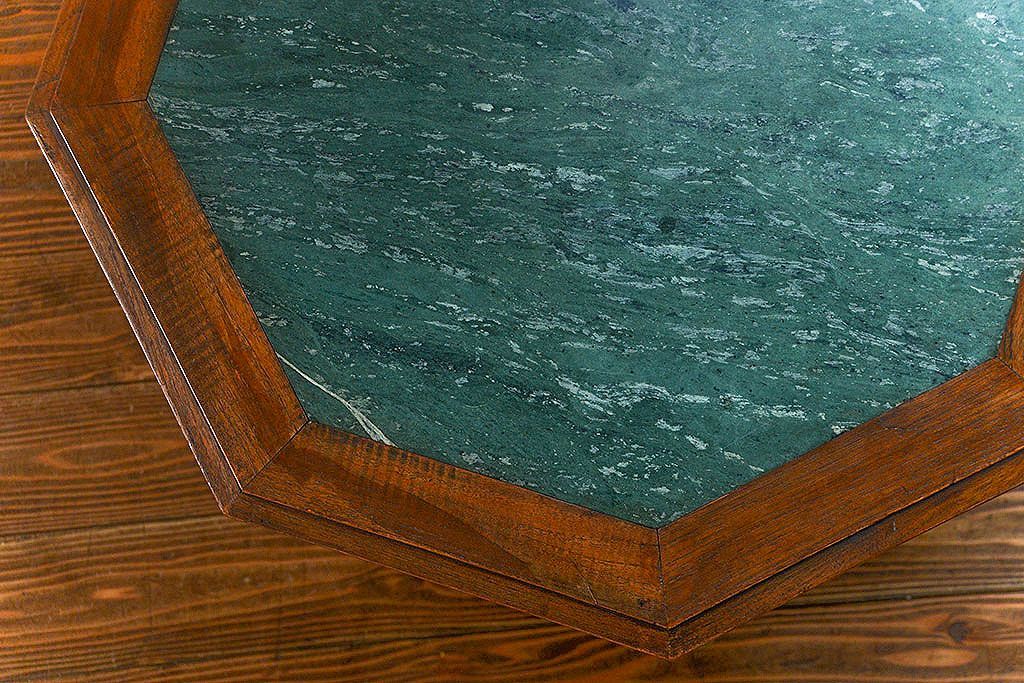 アンティーク家具　海外輸入品　大理石オクタゴン高級サイドテーブル(机、キャビネット)