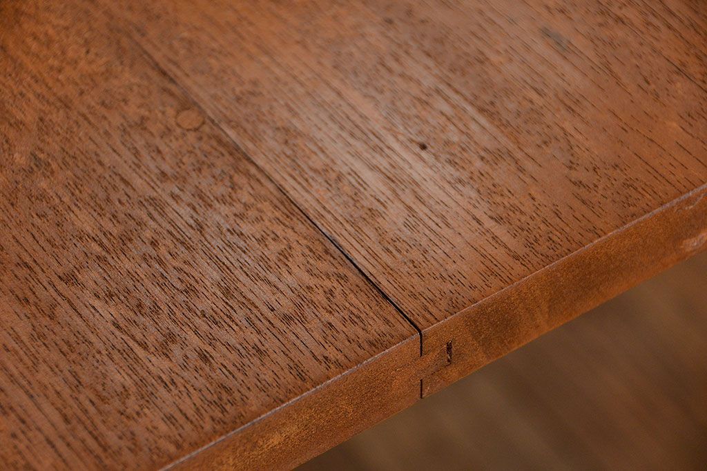 アンティークペイント　古い作業台をリメイクした　引き出し付きダイニングテーブル(机)