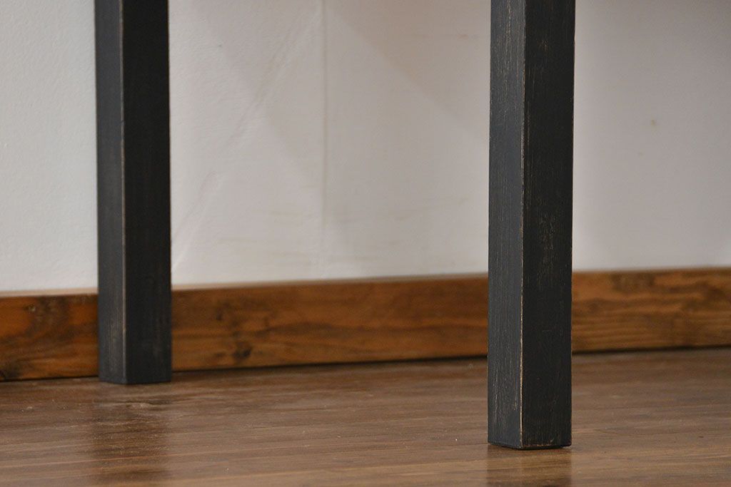 アンティークペイント　古い作業台をリメイクした　引き出し付きダイニングテーブル(机)