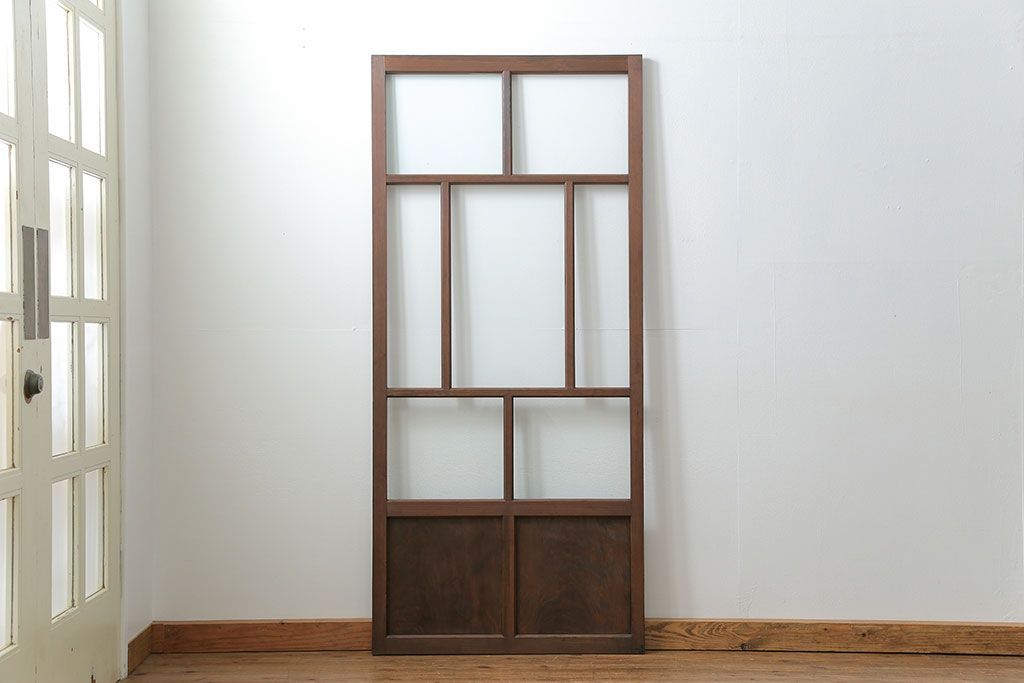 古民具・骨董 アンティークガラス戸一枚(2)　(引き戸、和風建具)