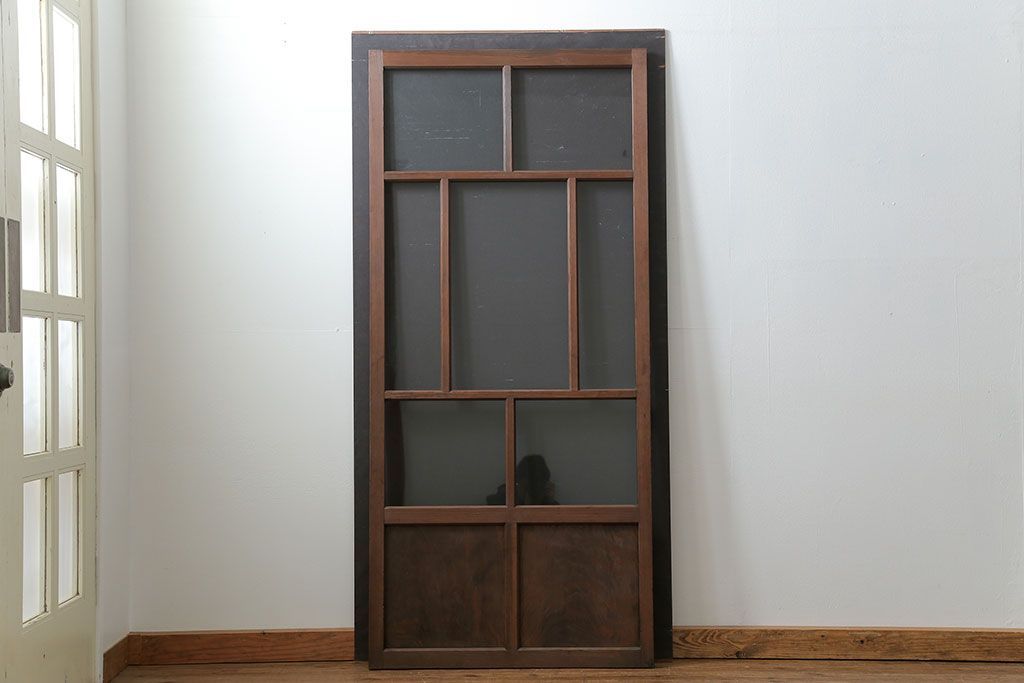 古民具・骨董 アンティークガラス戸一枚(2)　(引き戸、和風建具)