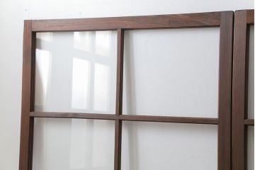 昭和レトロ クリアガラスとすりガラスのシンプルなガラス戸　2枚セット(引き戸、建具)