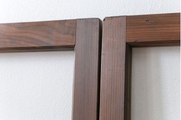 昭和レトロ クリアガラスとすりガラスのシンプルなガラス戸　2枚セット(引き戸、建具)