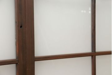 昭和レトロ クリアガラスとすりガラスのシンプルなガラス戸　2枚セット(引き戸、建具)