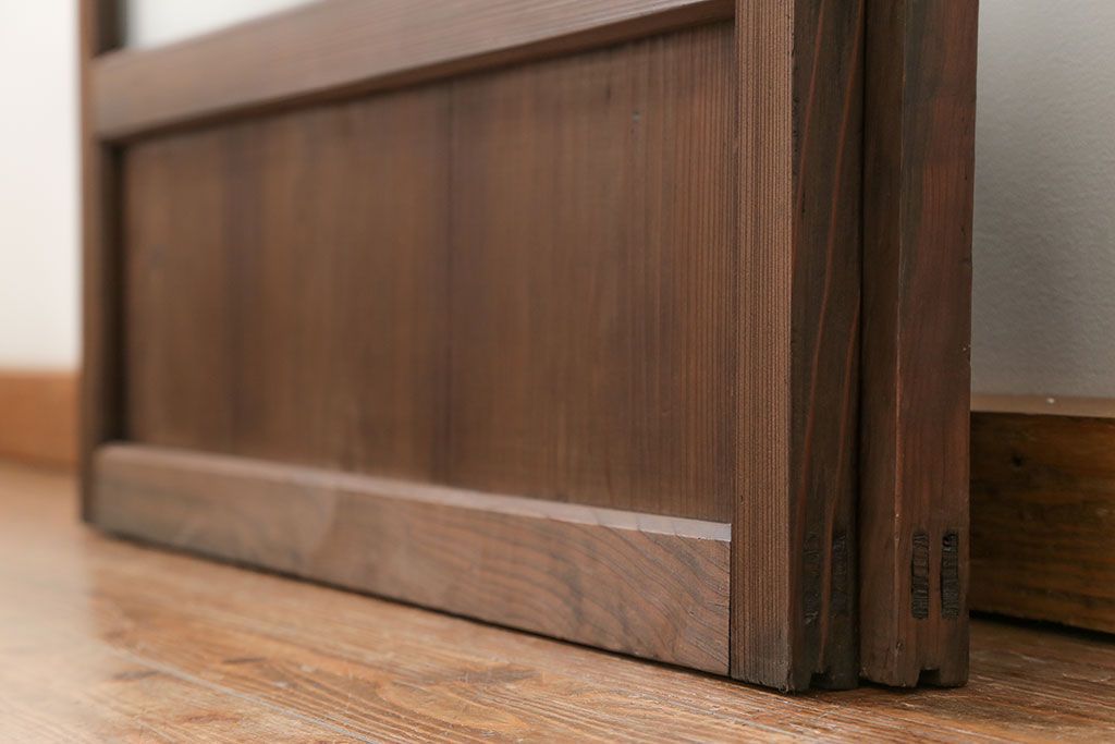 昭和レトロ クリアガラスとすりガラスのシンプルなガラス戸　2枚セット(引き戸、建具)