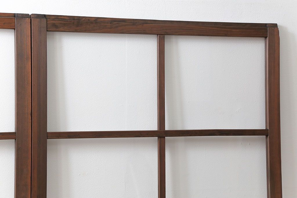 昭和レトロ クリアガラスとすりガラスのシンプルなガラス戸　2枚セット(引き戸、建具)