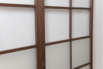 昭和レトロ クリアガラスとすりガラスのシンプルなガラス戸　2枚セット(引き戸、建具)
