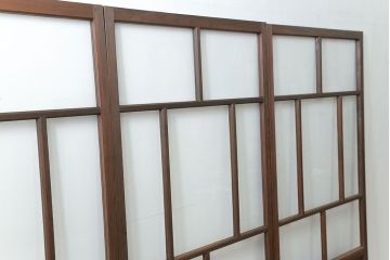 古民具・骨董 アンティークガラス戸3枚セット　(引き戸、和風建具)