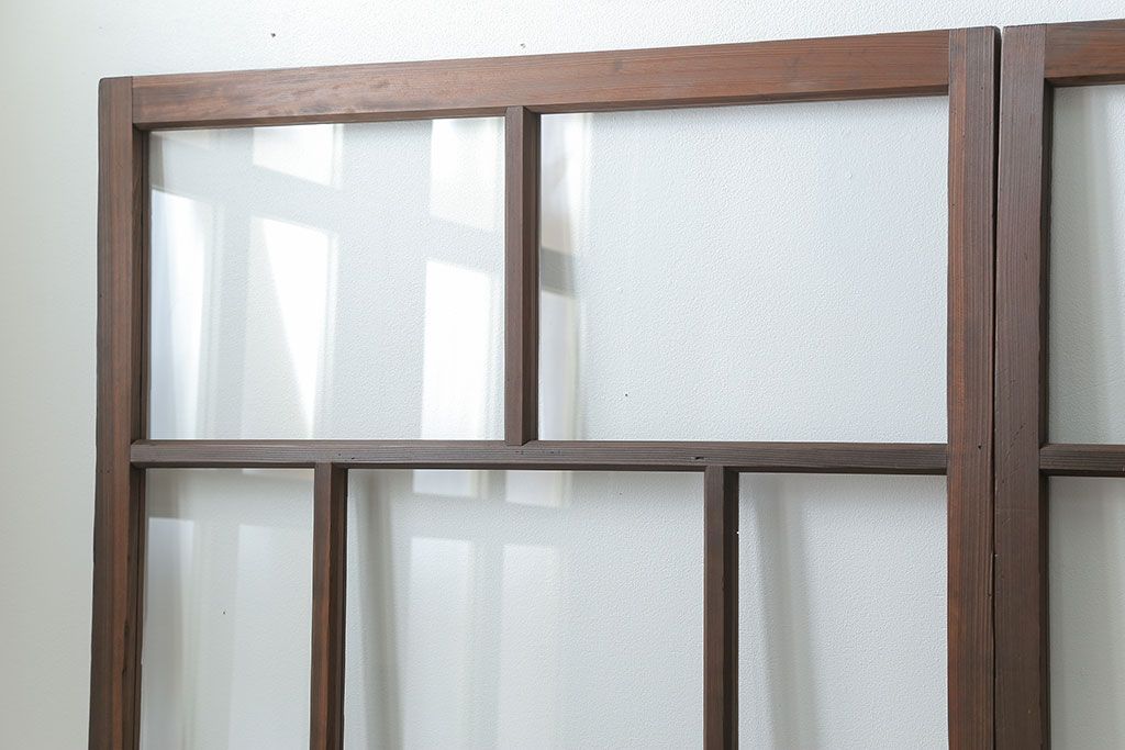 古民具・骨董 アンティークガラス戸3枚セット　(引き戸、和風建具)