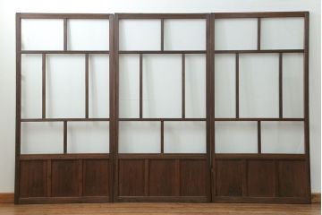 古民具・骨董 アンティークガラス戸3枚セット　(引き戸、和風建具)