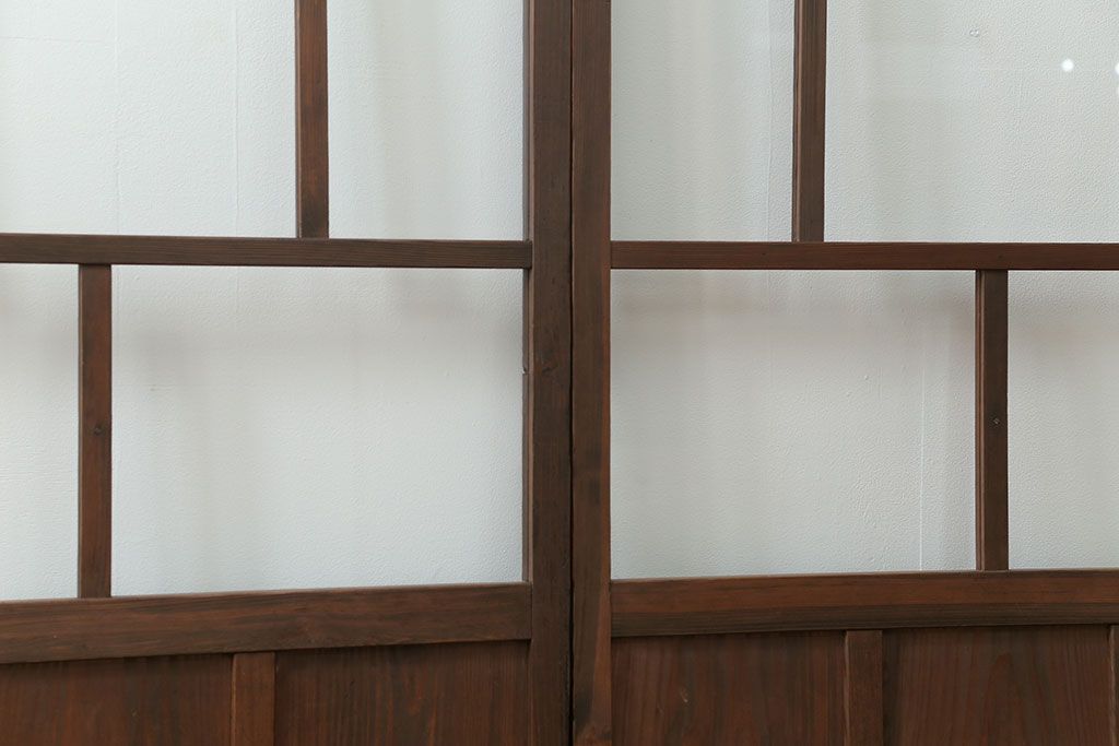 古民具・骨董 アンティークガラス戸3枚セット　(引き戸、和風建具)