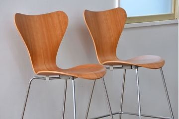 中古　フリッツハンセン　セブンチェア　カウンタースツール　2脚セット(バーチェア、ハイチェア)