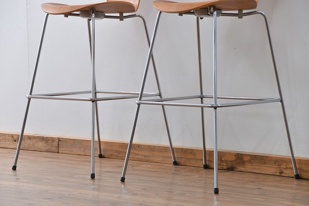 中古　フリッツハンセン　セブンチェア　カウンタースツール　2脚セット(バーチェア、ハイチェア)