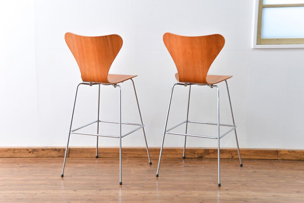 中古　フリッツハンセン　セブンチェア　カウンタースツール　2脚セット(バーチェア、ハイチェア)