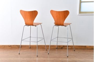 中古　フリッツハンセン　セブンチェア　カウンタースツール　2脚セット(バーチェア、ハイチェア)