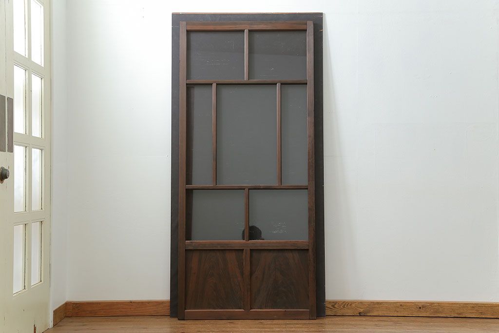 古民具・骨董 アンティークガラス戸一枚　(4)　(引き戸、和風建具)