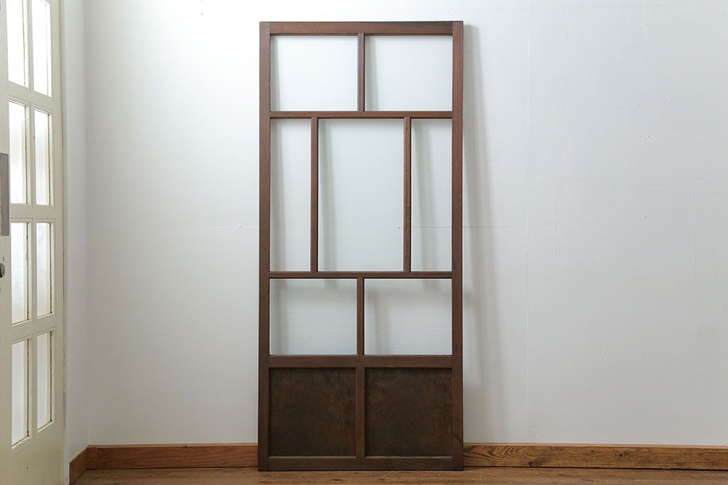 古民具・骨董 アンティークガラス戸一枚(5)　(引き戸、和風建具)