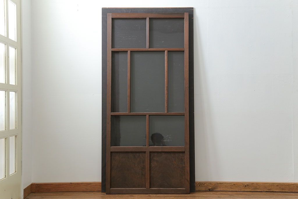 古民具・骨董 アンティークガラス戸一枚(5)　(引き戸、和風建具)