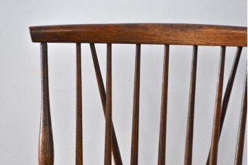 中古　古いナラ材のアームチェア(補修有り)　(椅子、イス)