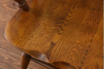 中古　古いナラ材のアームチェア(補修有り)　(椅子、イス)