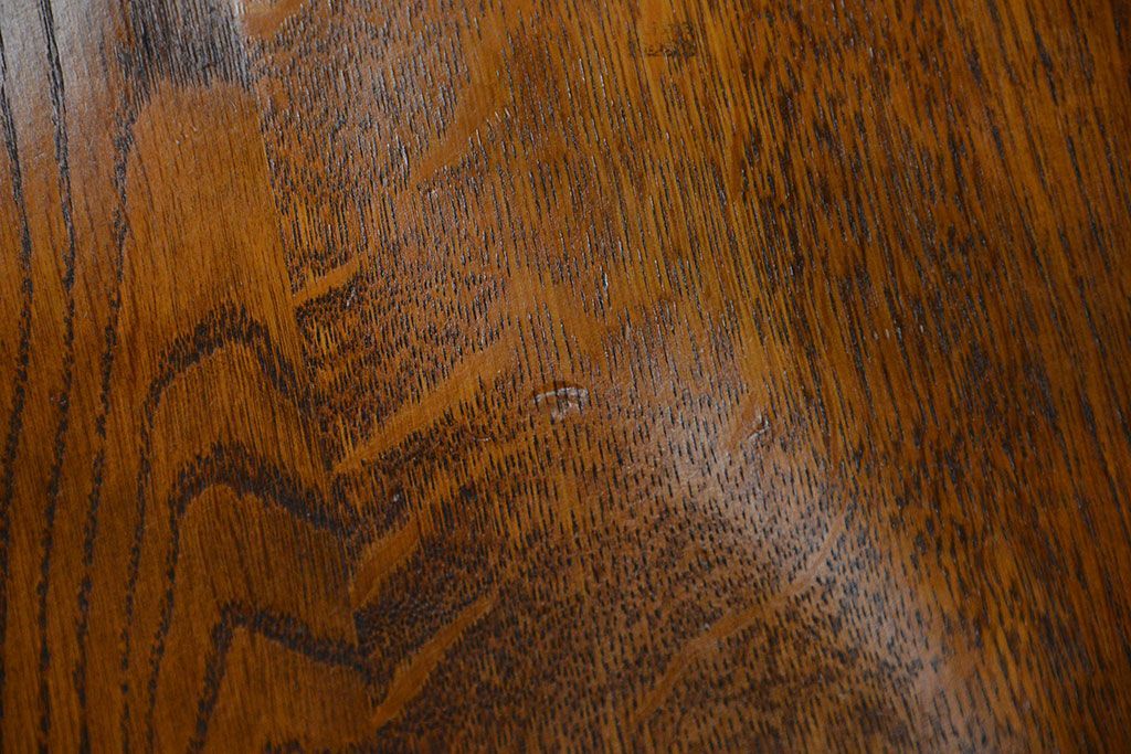 中古　古いナラ材のアームチェア(補修有り)　(椅子、イス)