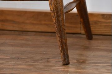 中古　古いナラ材のアームチェア(補修有り)　(椅子、イス)