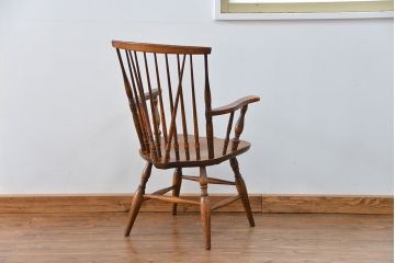 中古　古いナラ材のアームチェア(補修有り)　(椅子、イス)