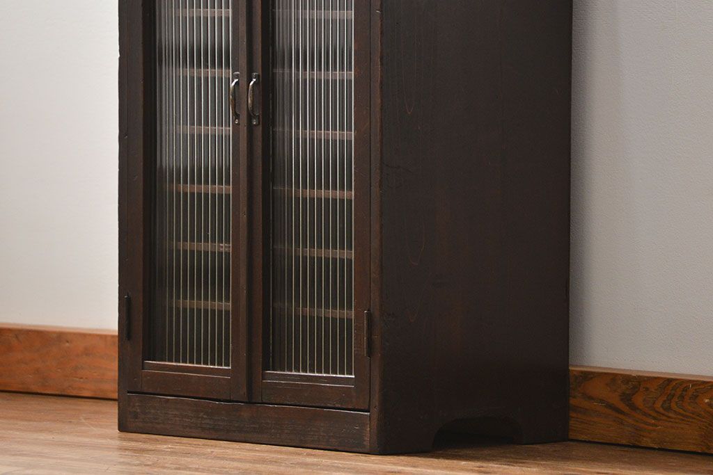 アンティーク家具　和製アンティーク　モールガラス入り!小振りな書類棚(収納棚)