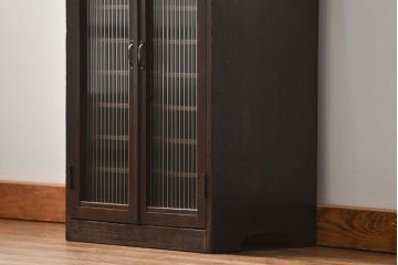 アンティーク家具　和製アンティーク　モールガラス入り!小振りな書類棚(収納棚)