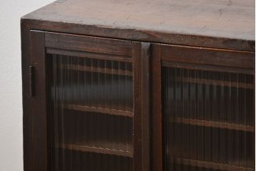 アンティーク家具　和製アンティーク　モールガラス入り!小振りな書類棚(収納棚)