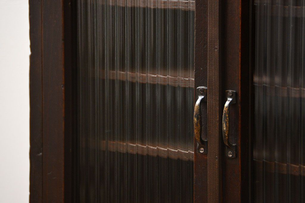 アンティーク家具　和製アンティーク　モールガラス入り!小振りな書類棚(収納棚)