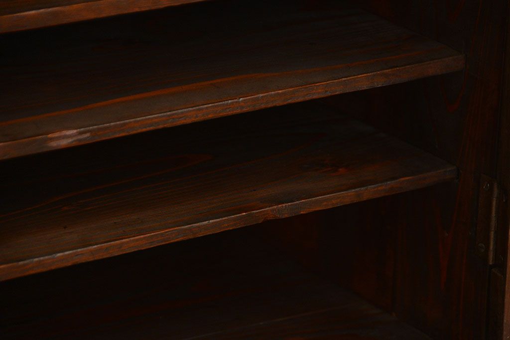 アンティーク家具　和製アンティーク　モールガラス入り!小振りな書類棚(収納棚)