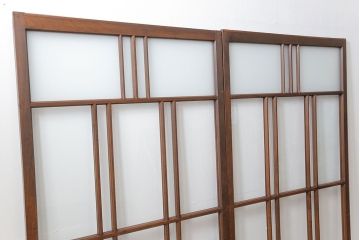 昭和レトロ　すりガラス入り!変わり型ガラス戸2枚セット(建具・引き戸)