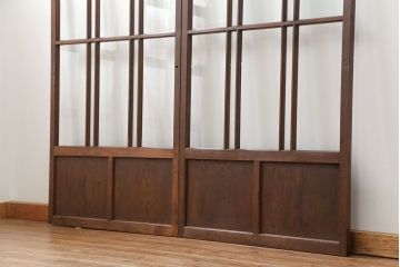 昭和レトロ　すりガラス入り!変わり型ガラス戸2枚セット(建具・引き戸)